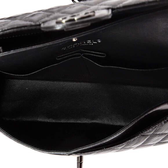 Chanel Small So Black Classic Double Flap Bag Quilted Shiny Crumpled Calfskin - Picture 5 of 6